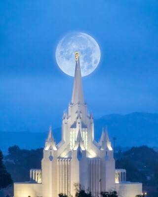Blue Moon Behind the California Temple | Signed Print