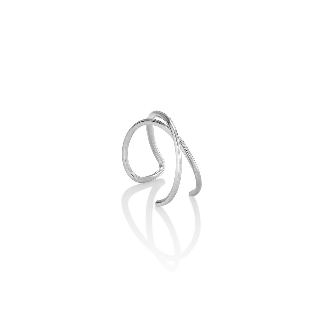 Ear Cuff Helix Doppio Anello Incrociato ∅ 8.5 mm in Oro 18 Carati Bianco