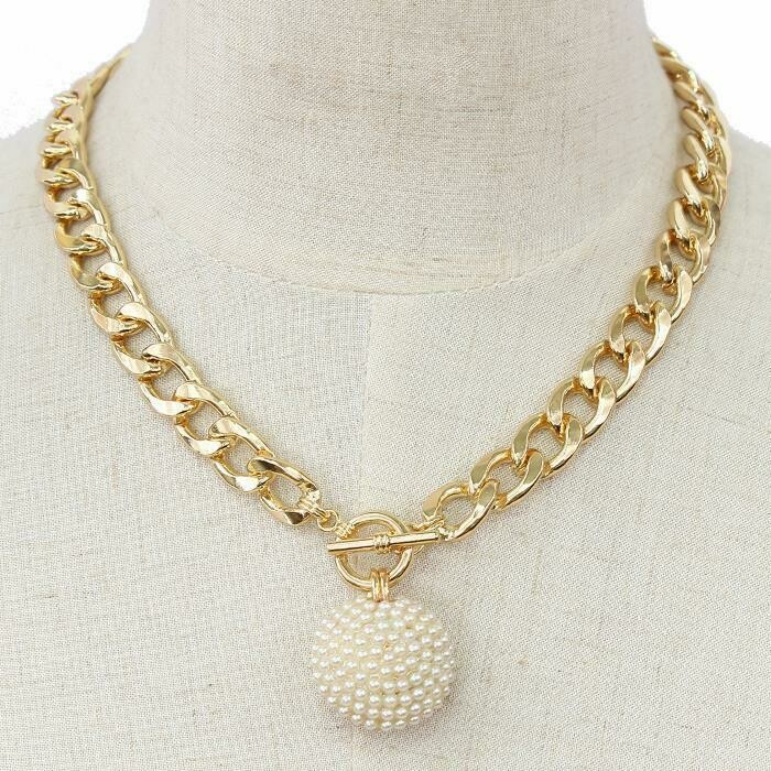 Pearl Sphere Pendant Necklace - GOLD