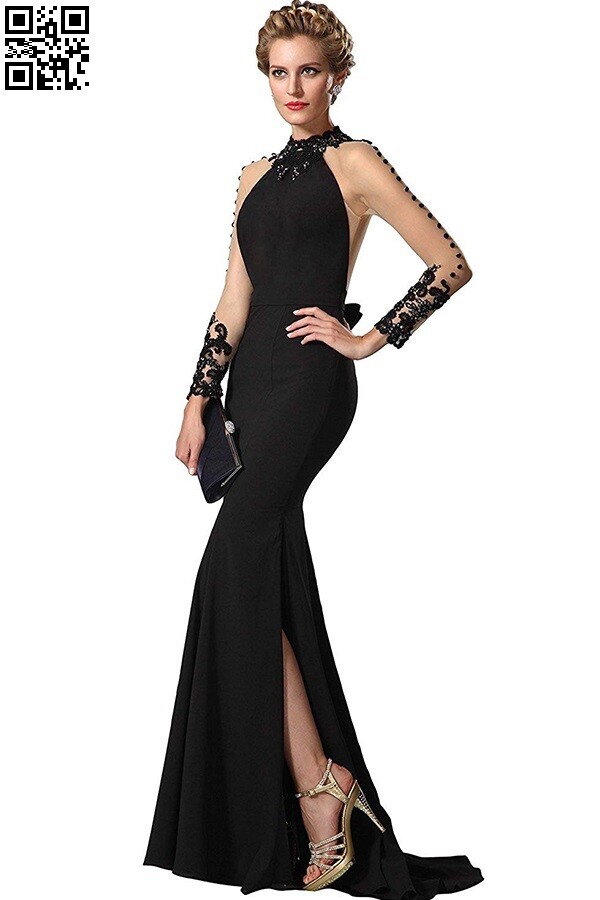 Vintage Style Mesh Sleeve Detailed Gown