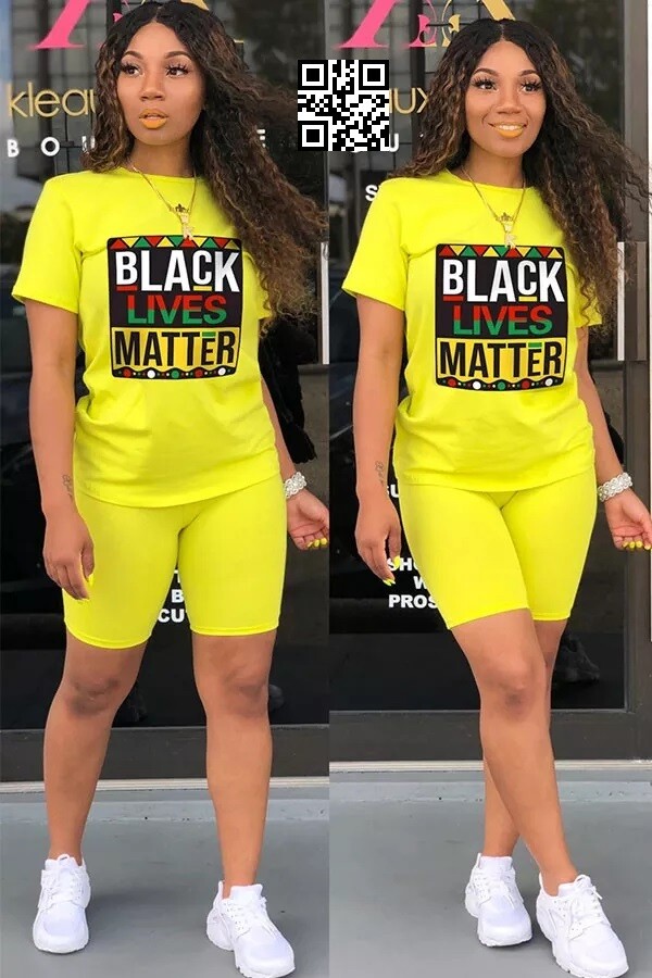 Black Lives Matter Shorts Suit - 2PC