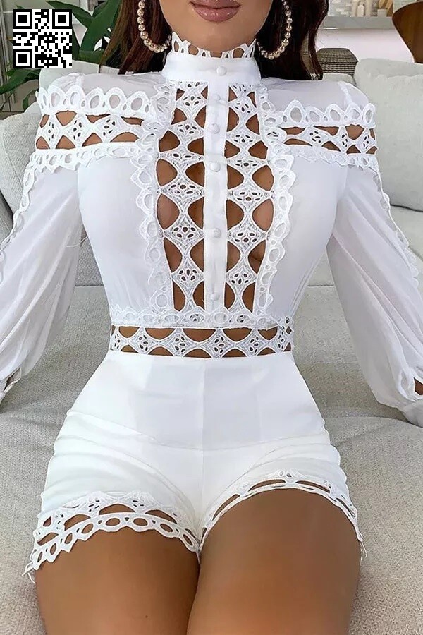 Long Sleeve Sexy Lace Pattern Romper