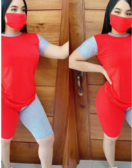 Color Block Shorts Suit - W/O Mask Red