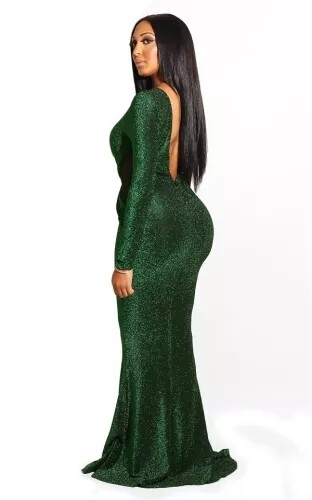 Long Sleeve Shimmer Gown