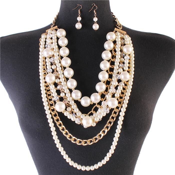 Pearl Drop Layer Necklace