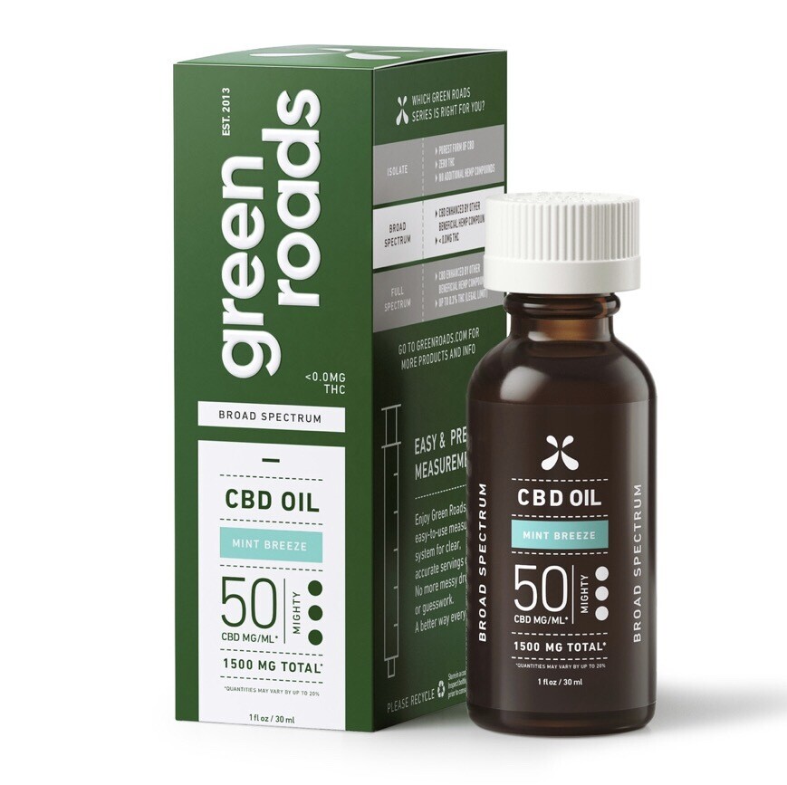 Mint Breeze, Broad Spectrum CBD Oil, 50MG/ML Mint Breeze, Broad Spectrum CBD Oil, 50MG/ML