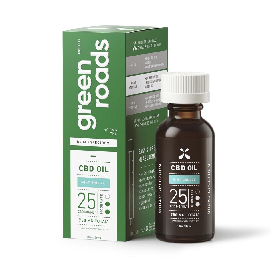 Mint Breeze, Broad Spectrum CBD Oil, 25MG/ML Mint Breeze, Broad Spectrum CBD Oil, 25MG/ML