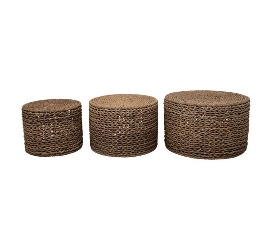 Handwoven Water Hyacinth Nesting Tables