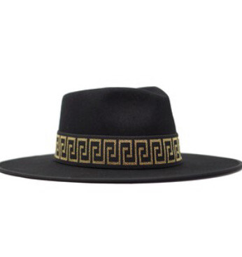 Black &amp; Gold Band Wool Rancher Hat