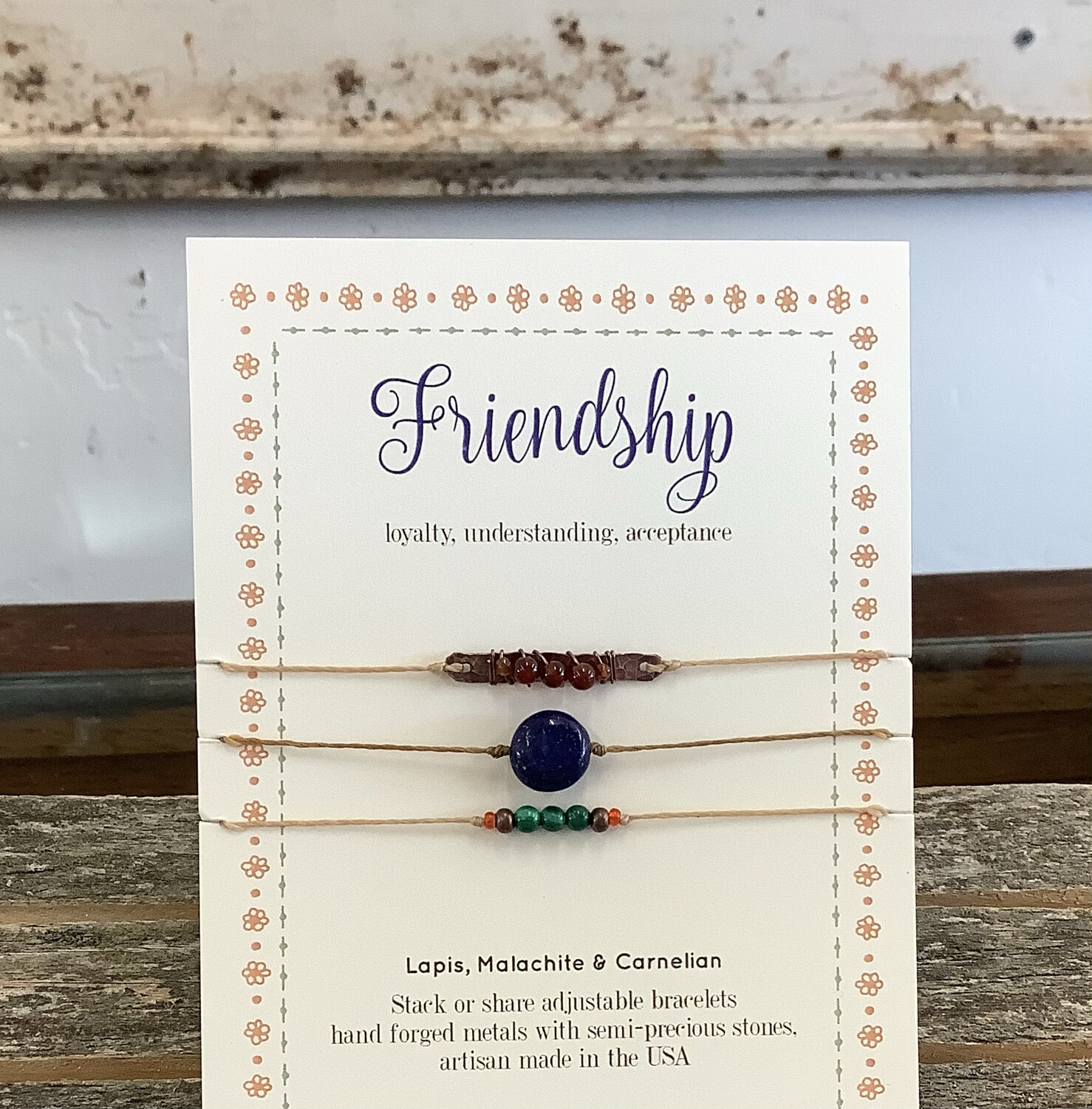 Stackable 3 Pc String Bracelets, Style: Friendship