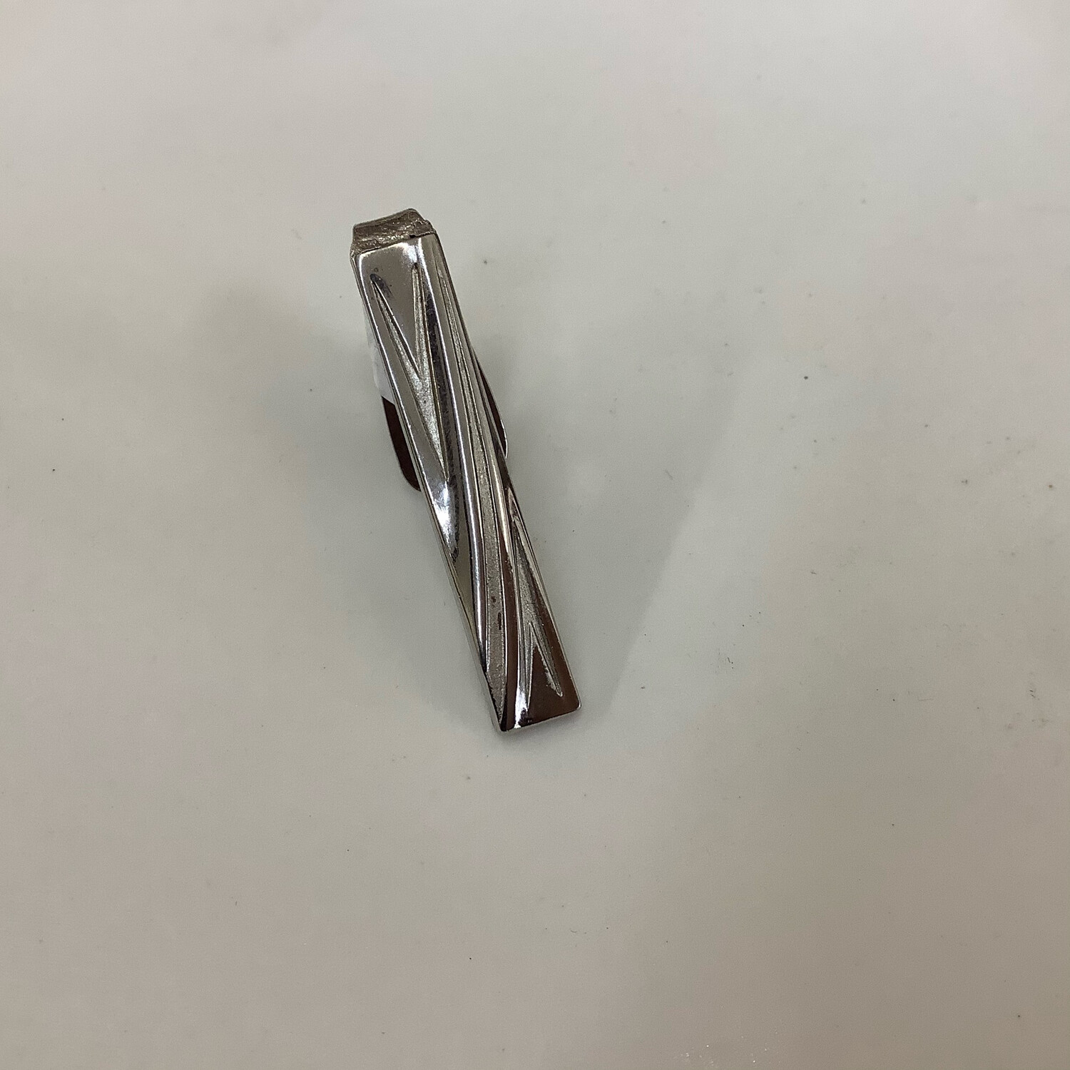Vintage Silver Lines Tie Clip