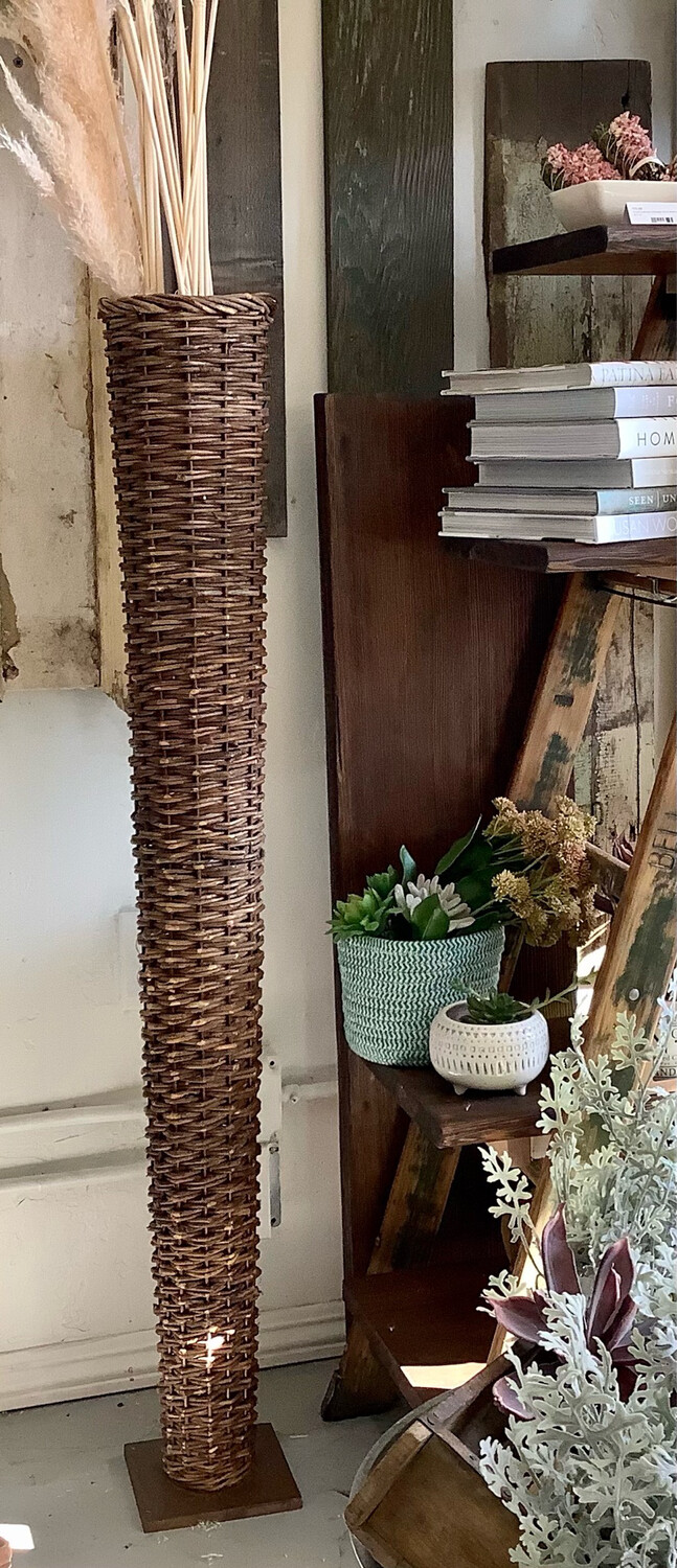 Vintage Tall Wicker Vase