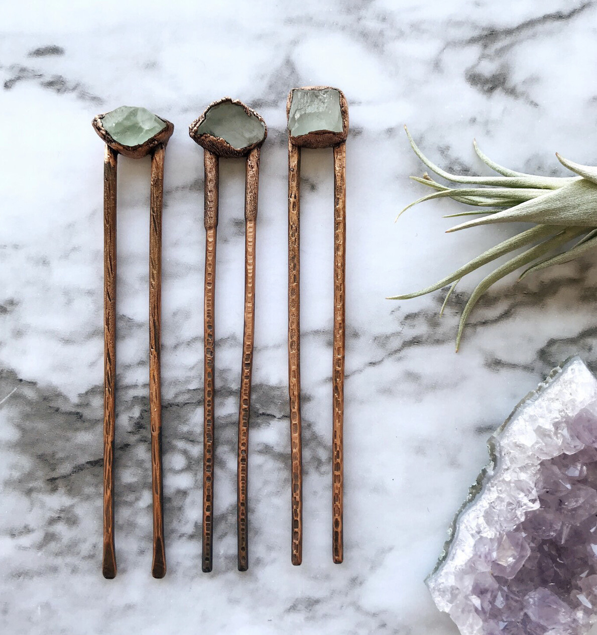Gemstone Hair Pins, Stone: Flourite
