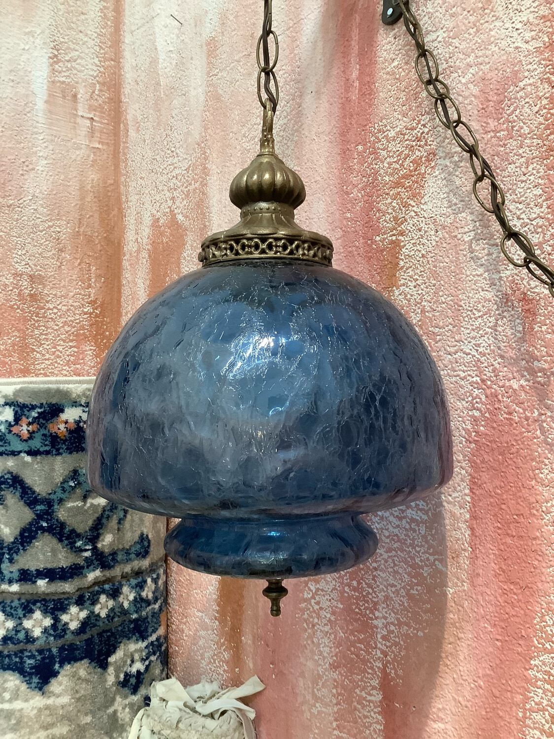 Vintage Blue Crackle Chandelier