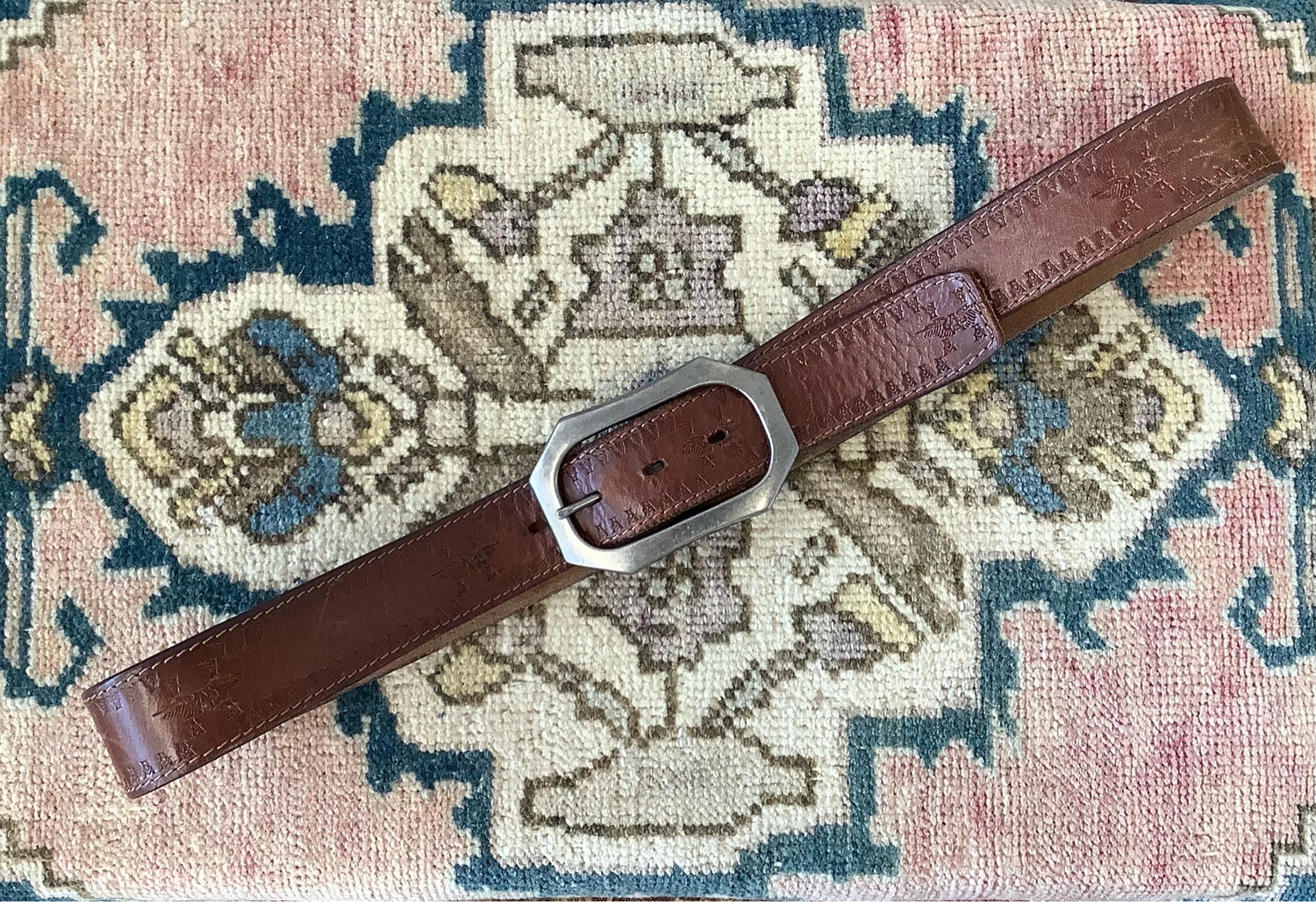 Vintage A. Kurtz Stamped Brown Leather Belt