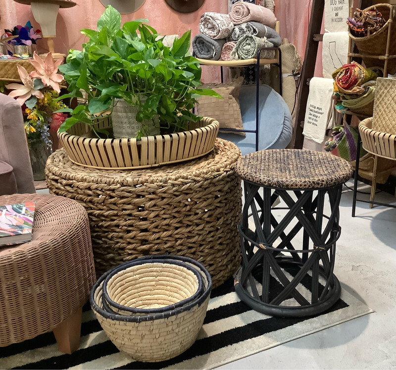 Vintage Rattan Top Side Table