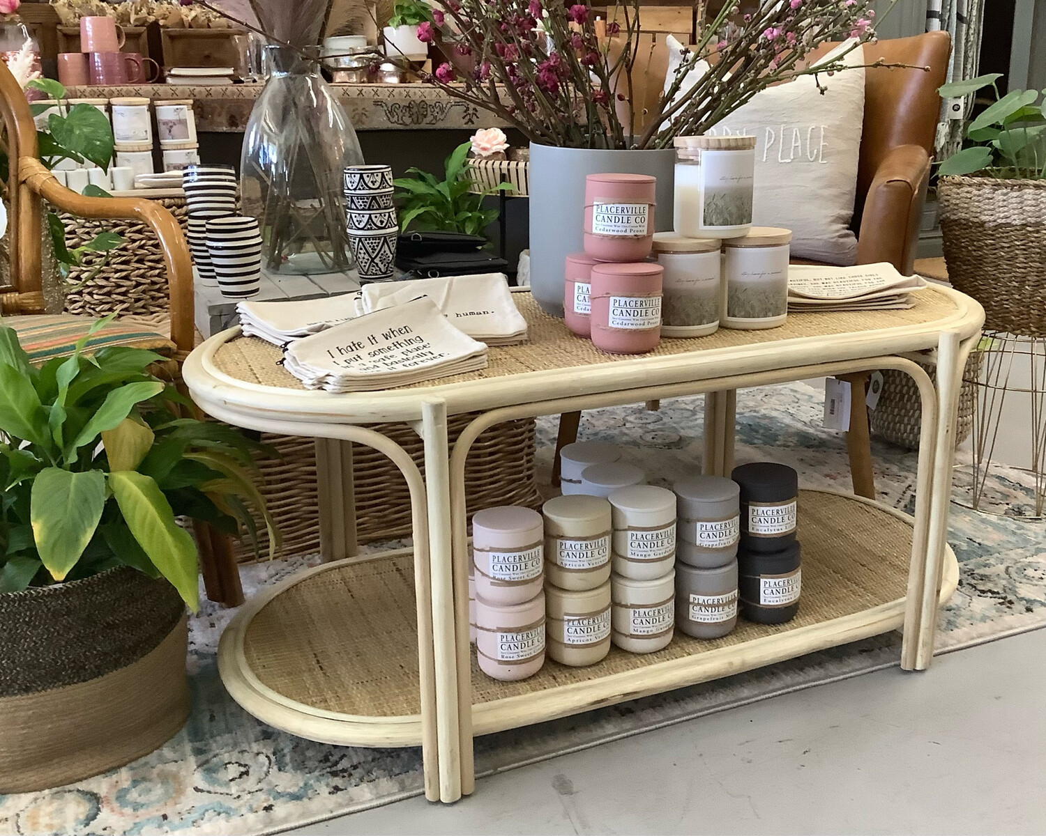 Vintage Rattan 2 Shelf Coffee Table