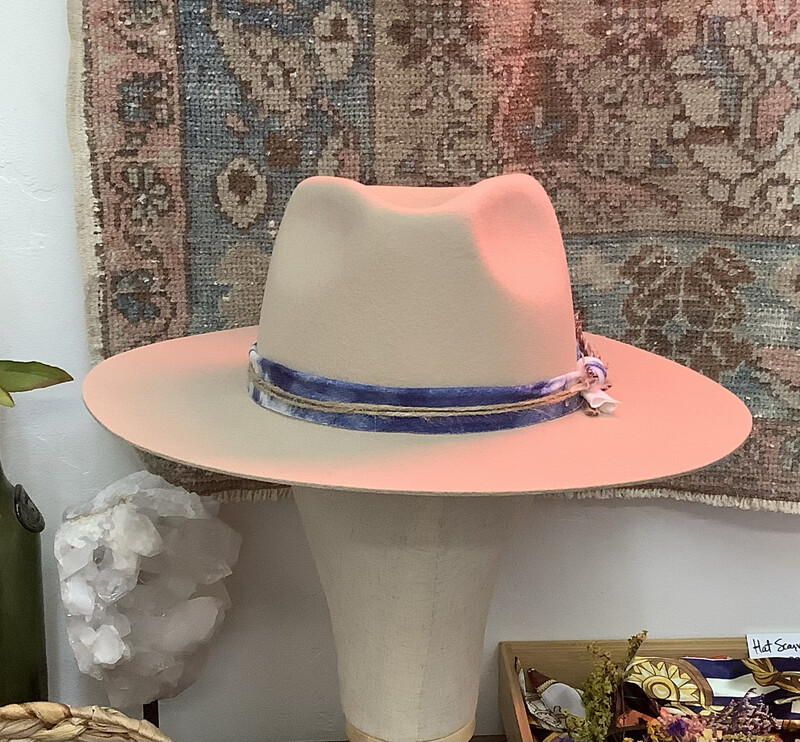 Carrissa Oatmeal Wool Stiff Brim Feather Fedora Hat