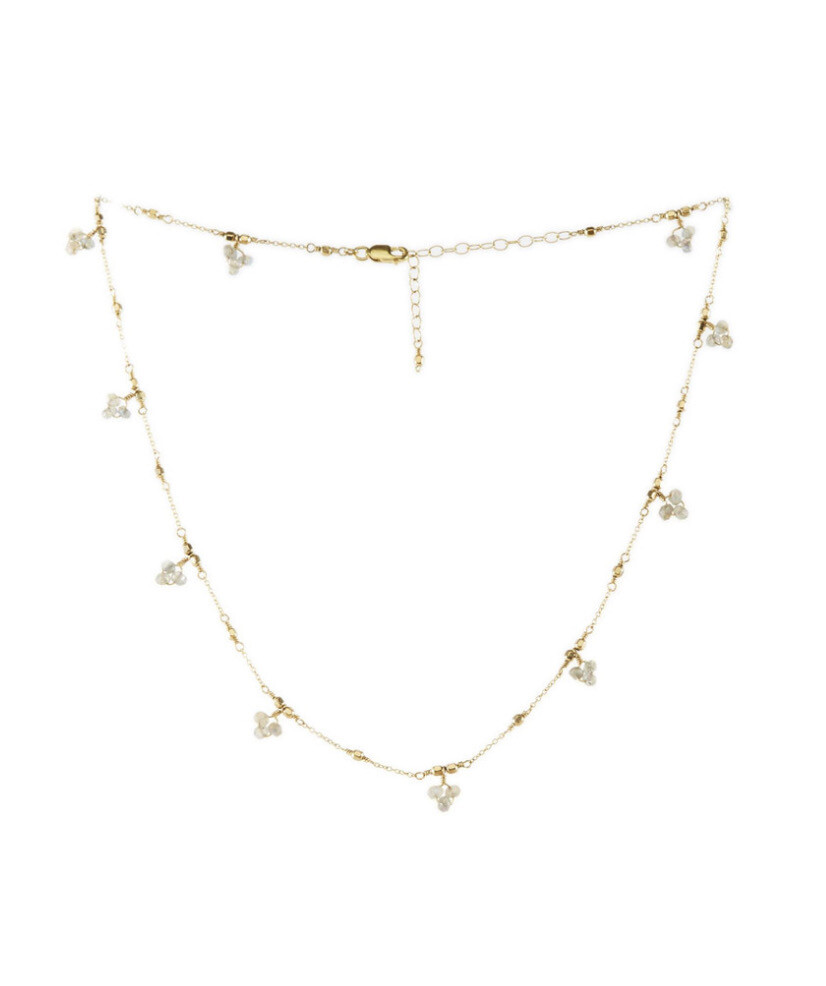 Grey Faceted Gemstone &amp; GF Ball Necklace