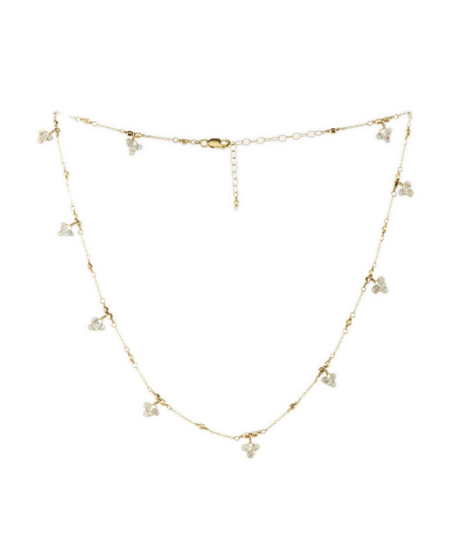 Grey Faceted Gemstone &amp; GF Ball Necklace