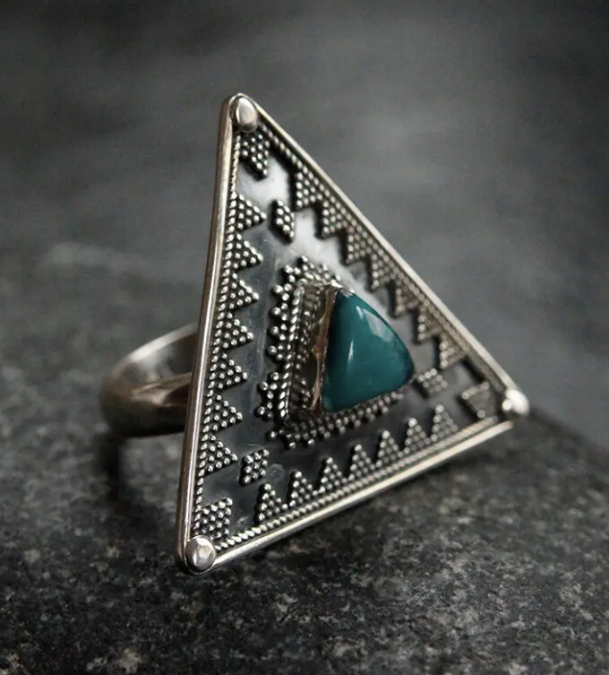 Sterling Silver Turquoise Triangle Ring