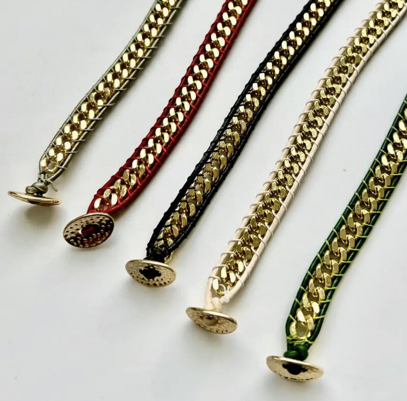 Chain &amp; Colored Cord Bracelets (5 Colors)