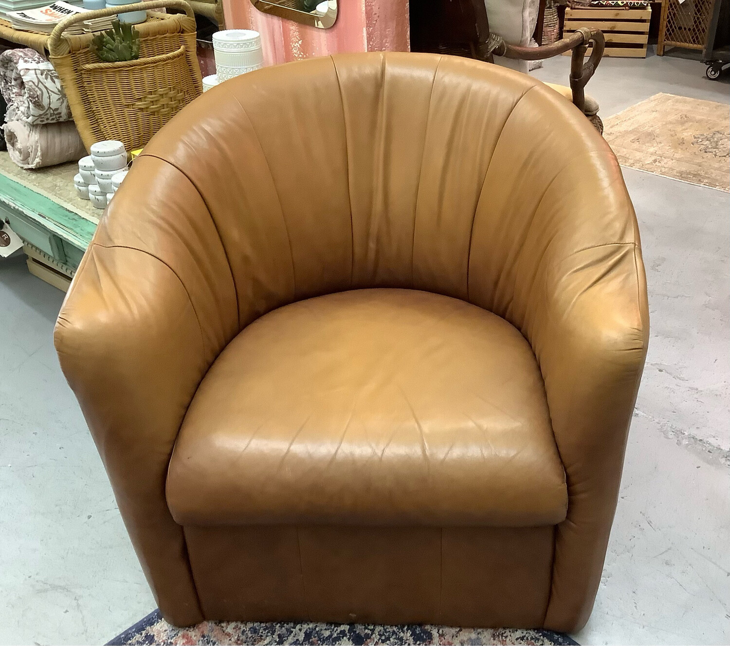 Vintage Cognac Italian Natuzzi Leather Chair