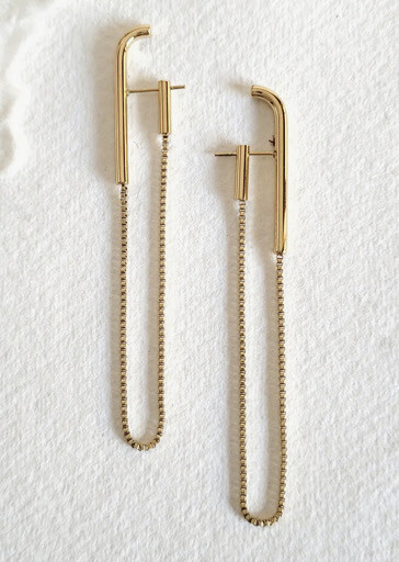 Chain Hoop Drop Earrings