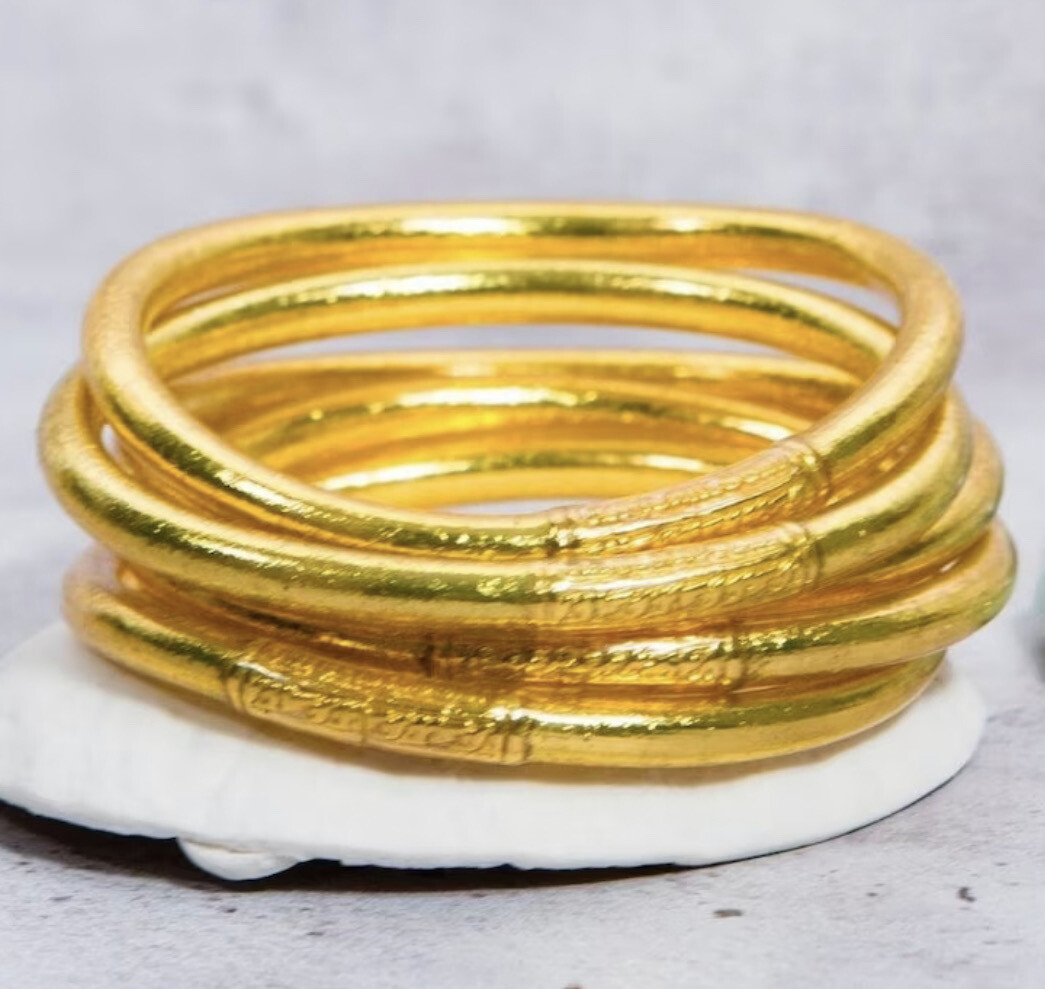 Soft Buddhist Bangle Bracelets (3 Colors), Color/Size: Gold (S)