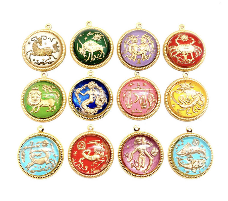 Vintage Glass Zodiac Charms