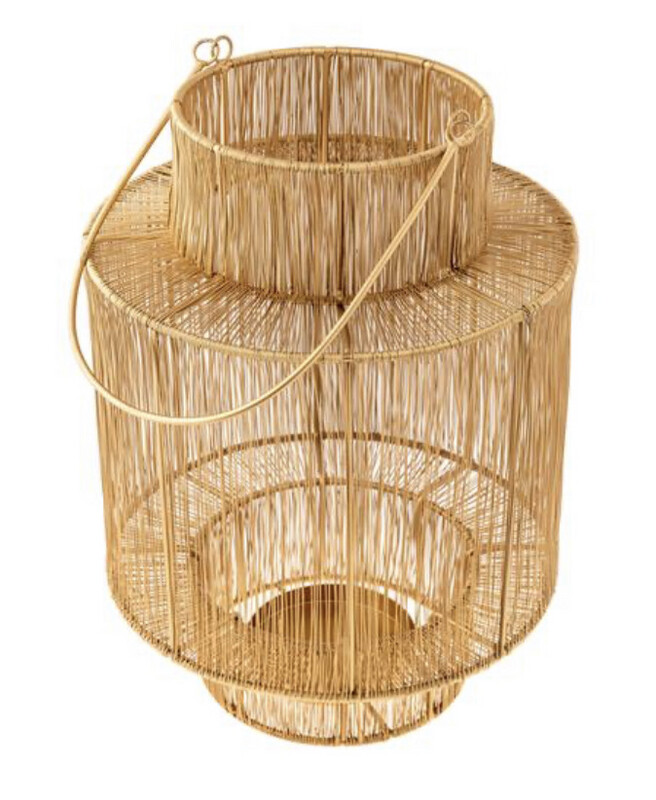 Gold Cylinder Wire Lantern
