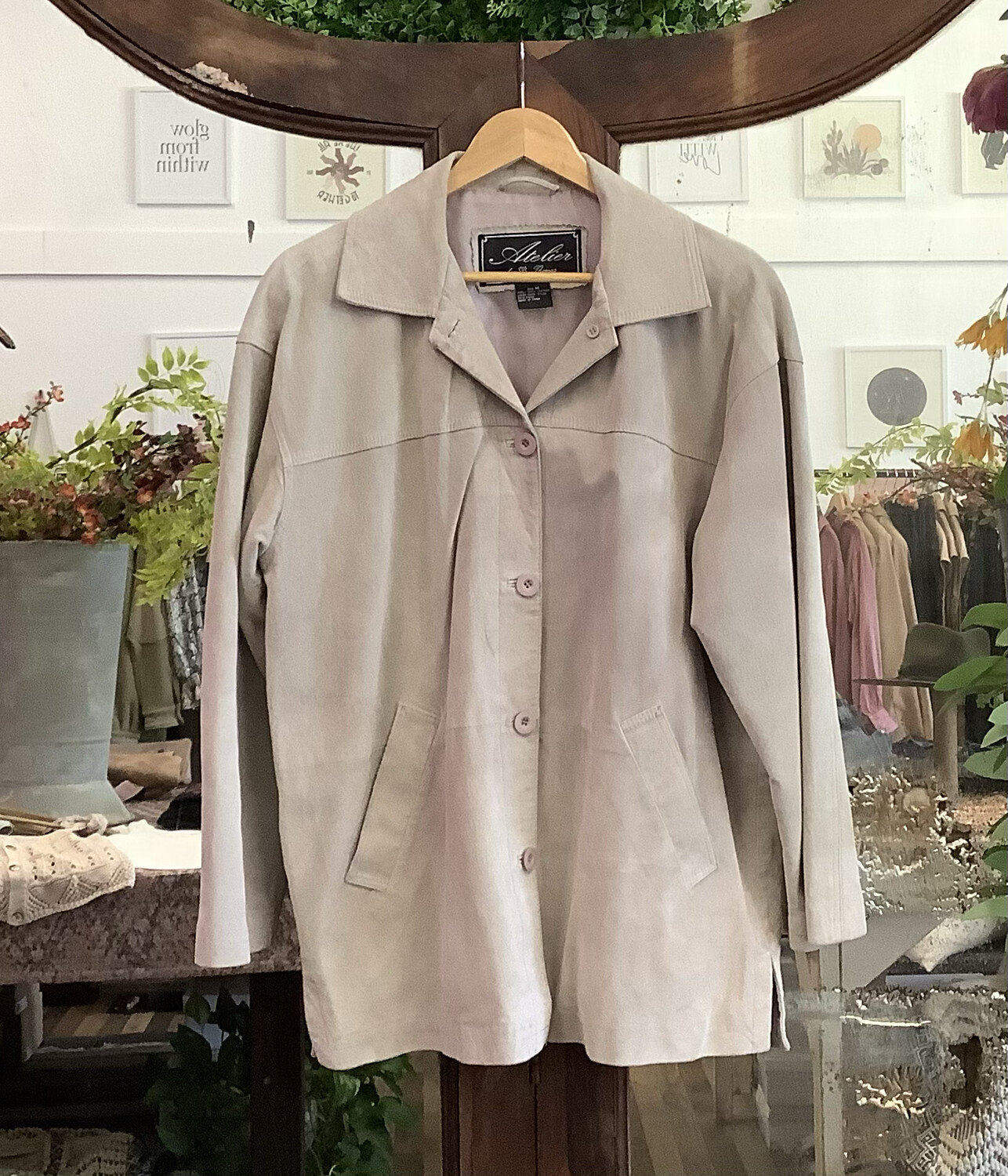 Vintage B. Thomas Stone Suede Leather Jacket