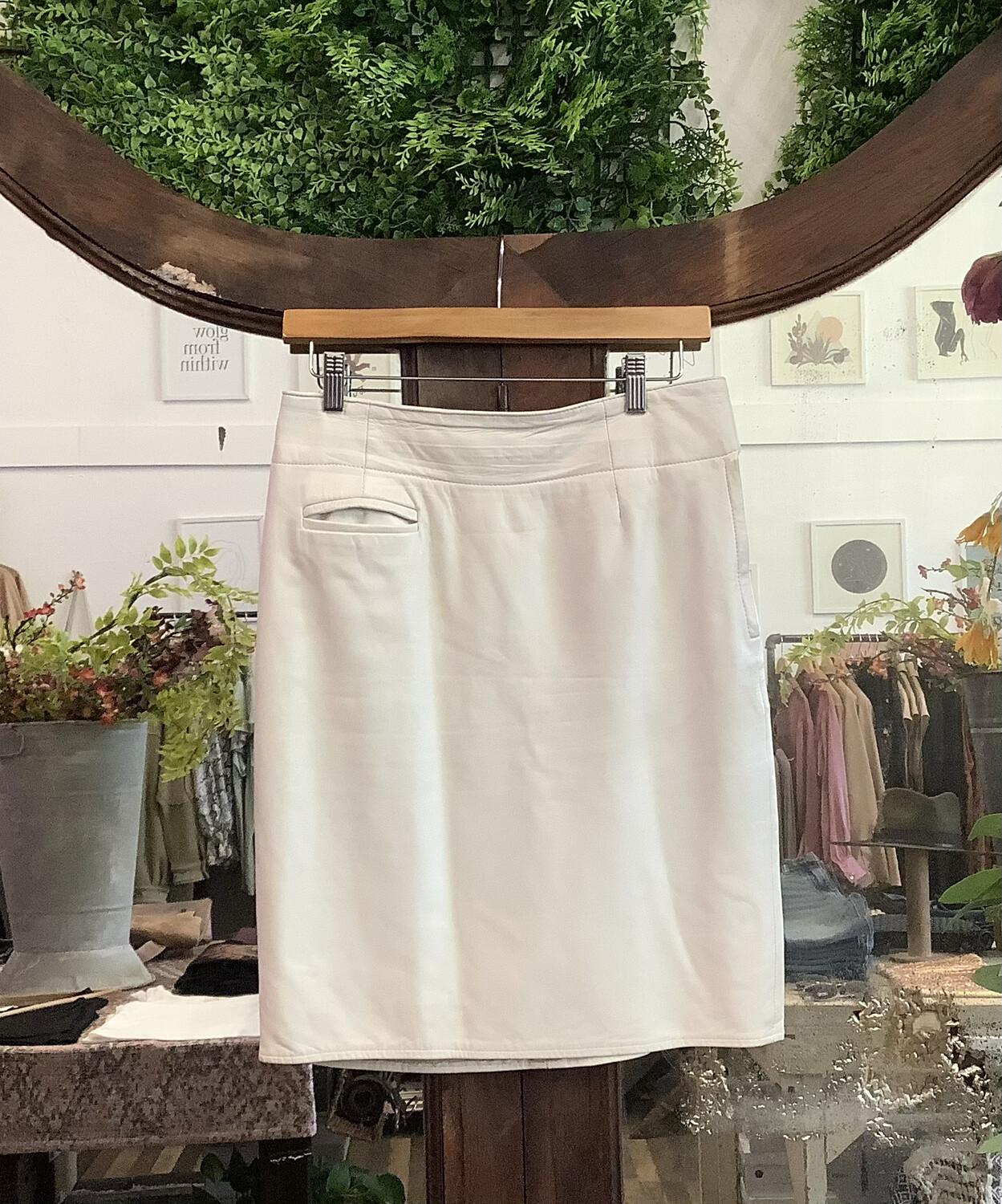 Vintage Vakko White Leather Skirt