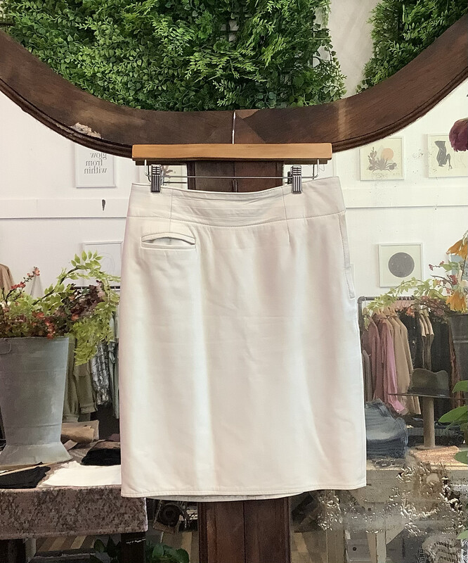 Vintage Vakko White Leather Skirt