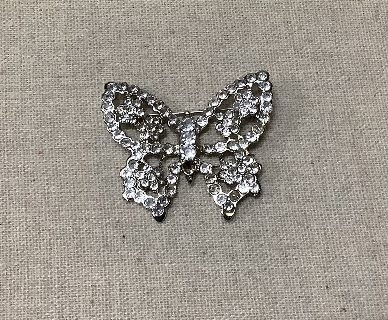 Vintage Large Rhinestone Butterfly Pin