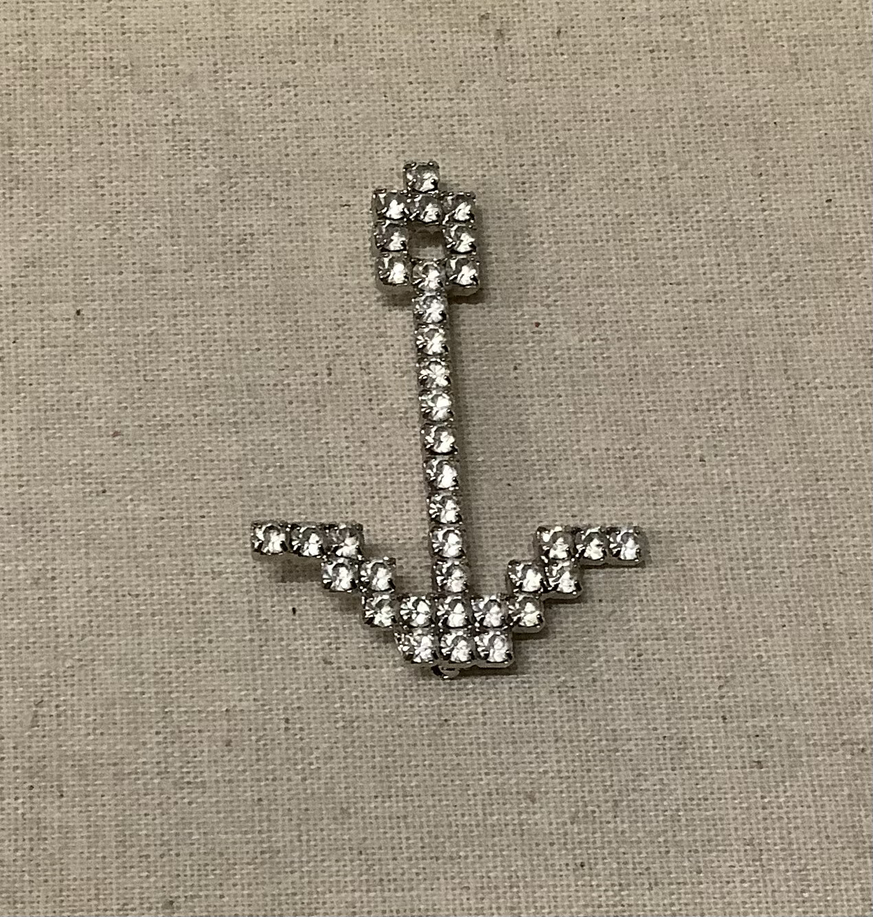 Vintage Rhinestone Anchor Pin