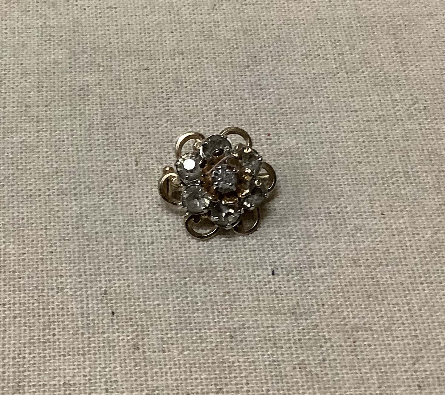 Vintage Rhinestone Flower Bud Pin