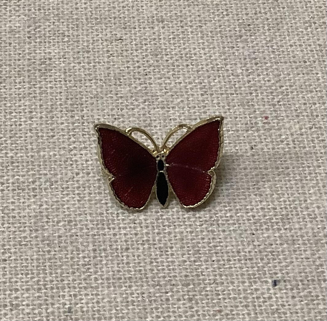 Vintage Rust Enamel Butterfly Pin