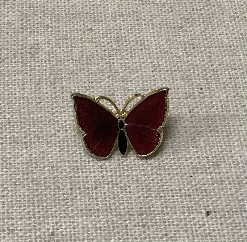 Vintage Rust Enamel Butterfly Pin