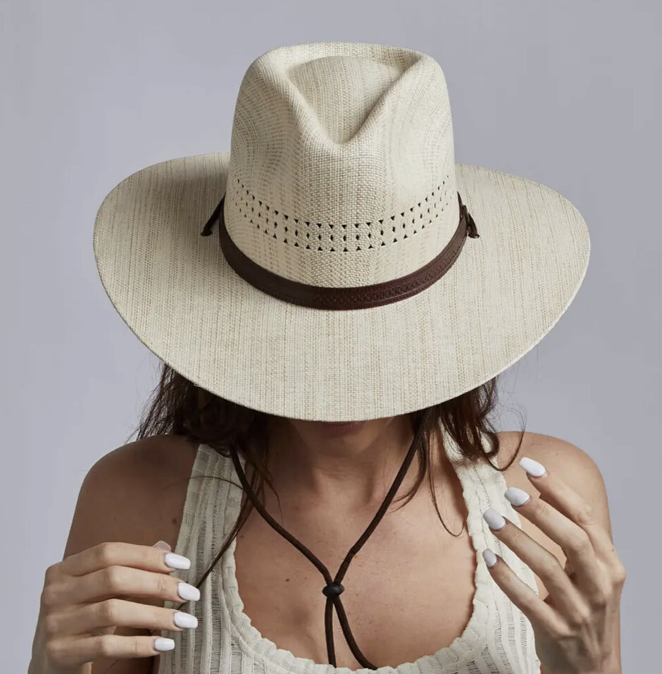 Barcelona Natural Wide Stiff Brim Straw Hat