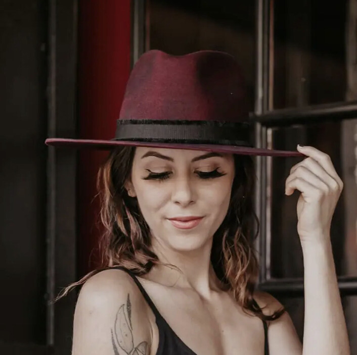 Bordeaux Wide Brim Felt Fedora Hat