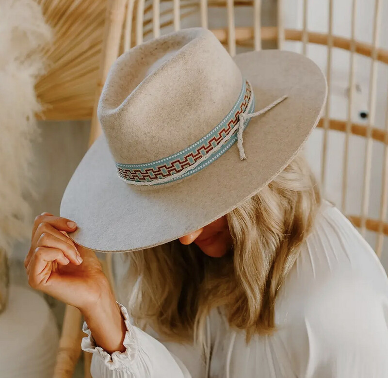 Maldives Oatmeal Wide Brim Felt Fedora Hat