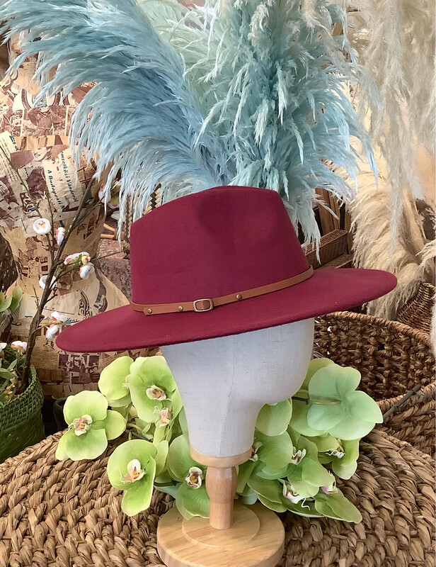 Wool Blend Wide Brim Belt Band Hat (2Colors)