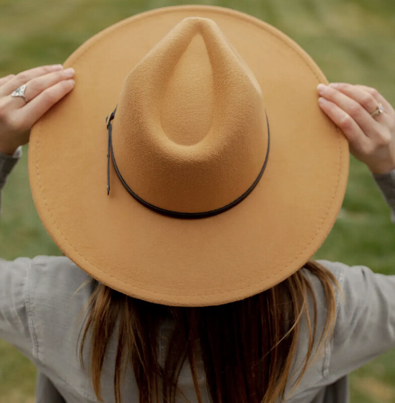 Wool Blend Wide Brim Belt Band Hat (4 Colors)