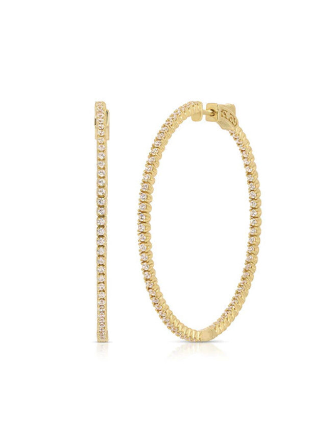 Large Rhinestone Pavé Hoop Earrings