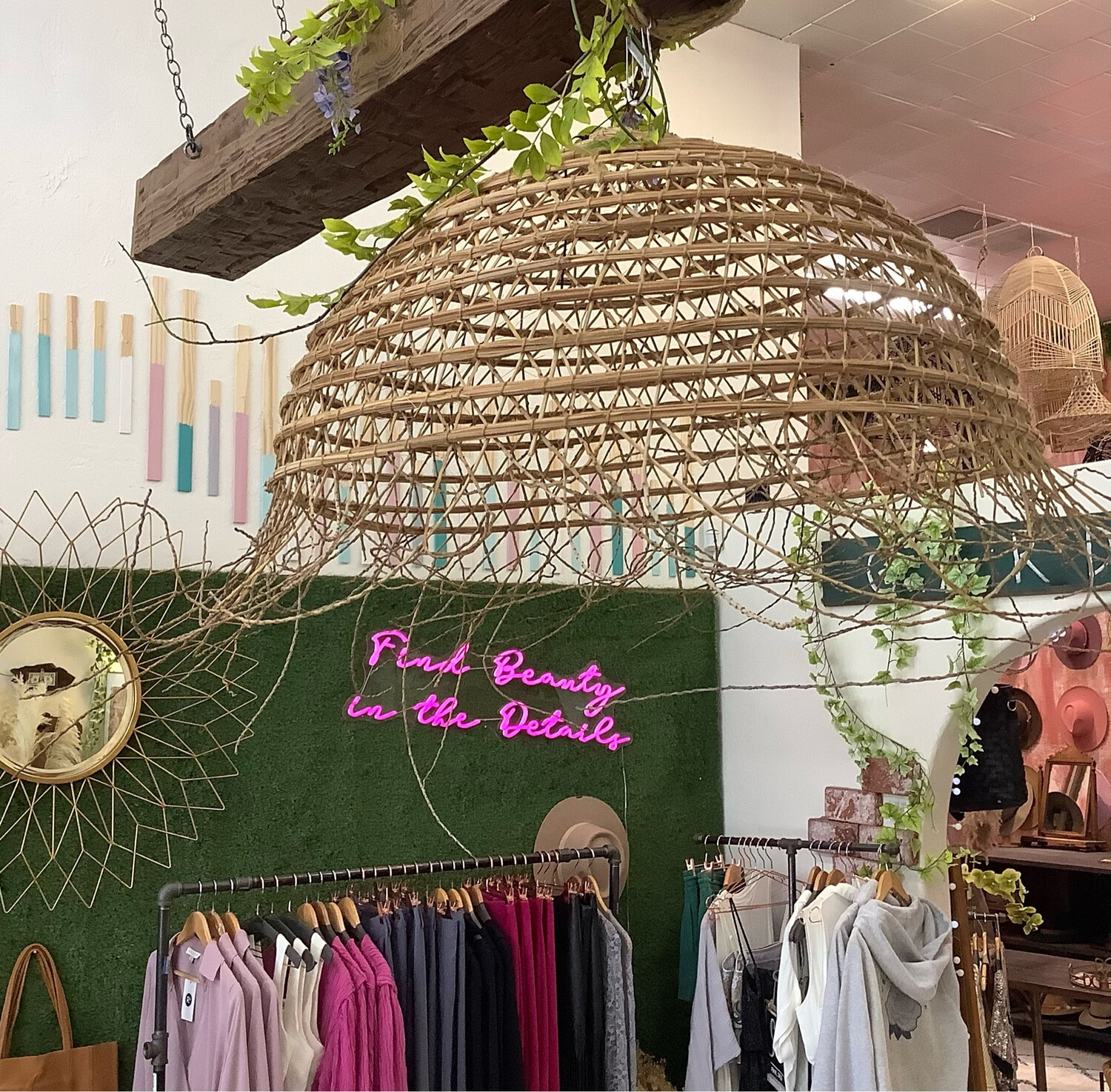 Vintage Large Rattan Lantern Pendant