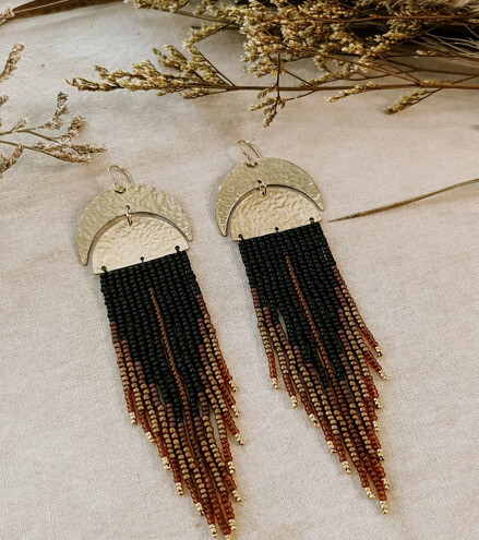 Moon Sign Handmade Bead Earrings