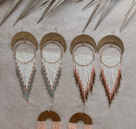 Over The Moon Handmade Bead Earrings