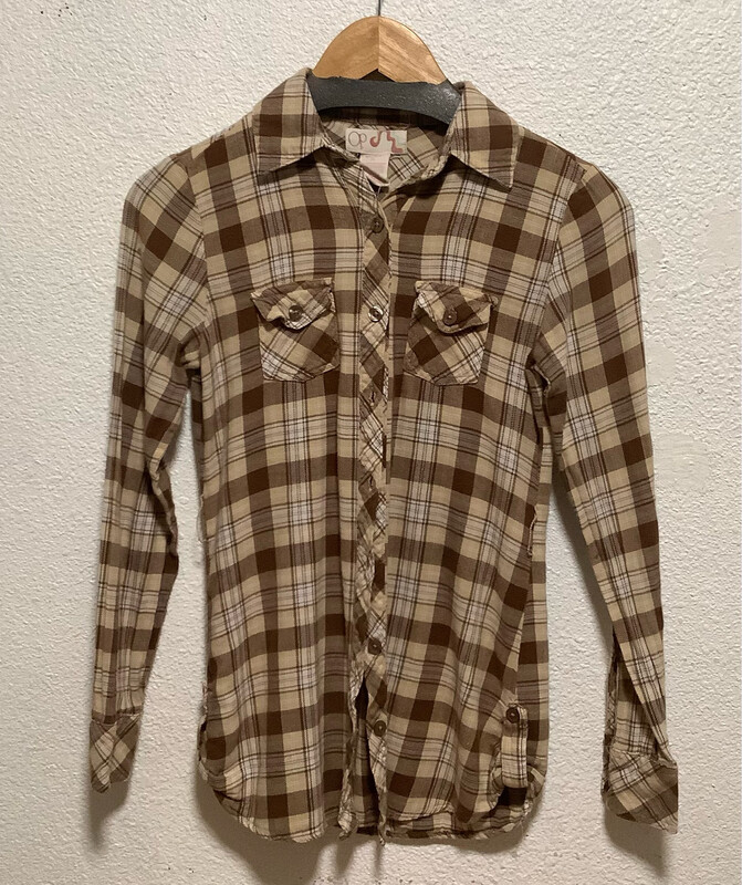 Vintage OP Brown/Cream Plaid Flannel Shirt