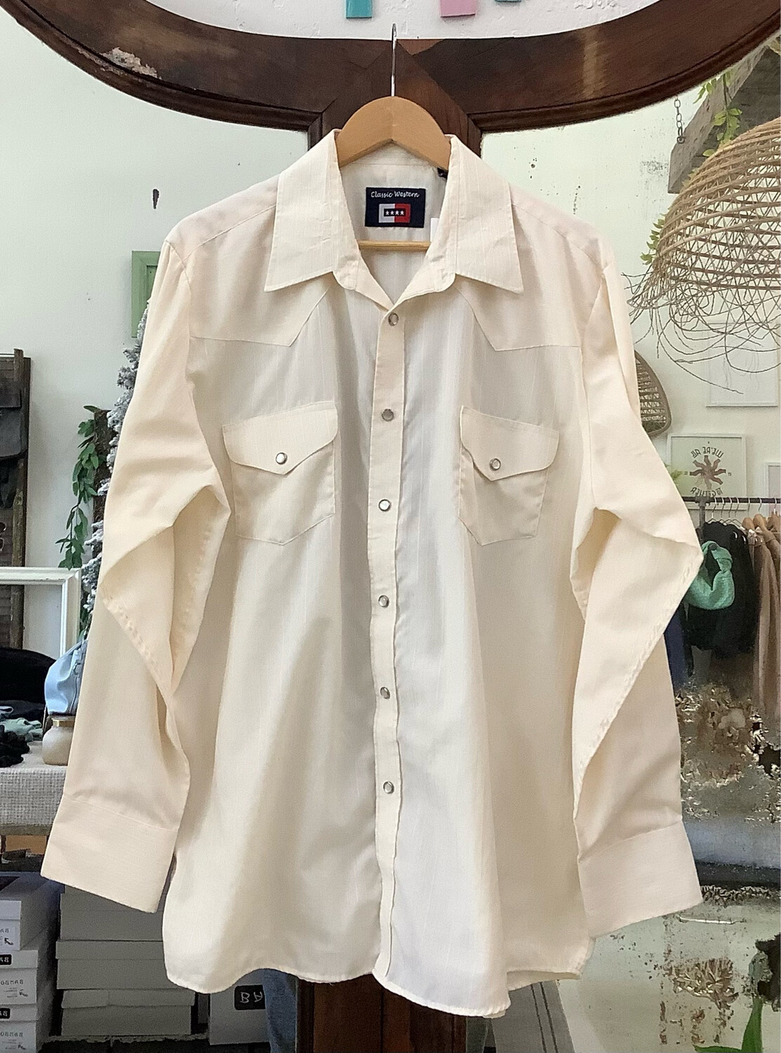 Vintage Classic Western Cream Snap Up Shirt
